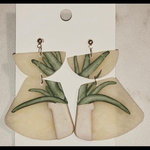 Aloe Vera Polymer Clay Earrings - Large Dangle
